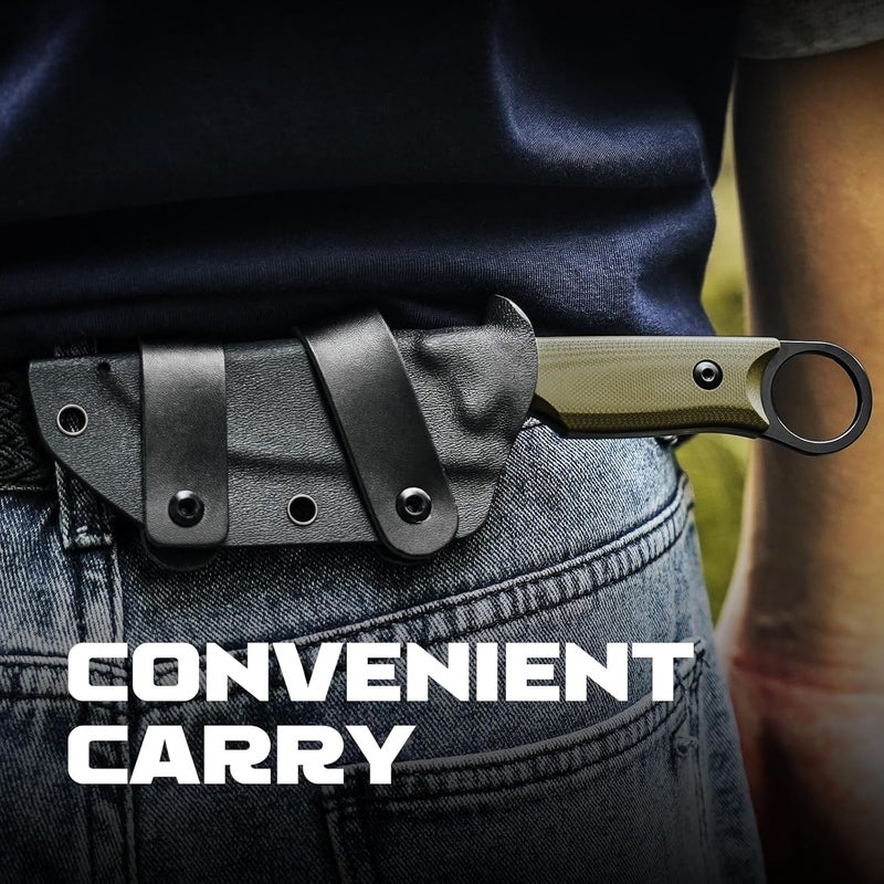 KIZER سكين كابوكس الثابتة، 3.36" سكين صيد من فولاذ D2 مقبض G10 مع غلاف، سكاكين البقاء في المخيم 1048A3 - Image 5